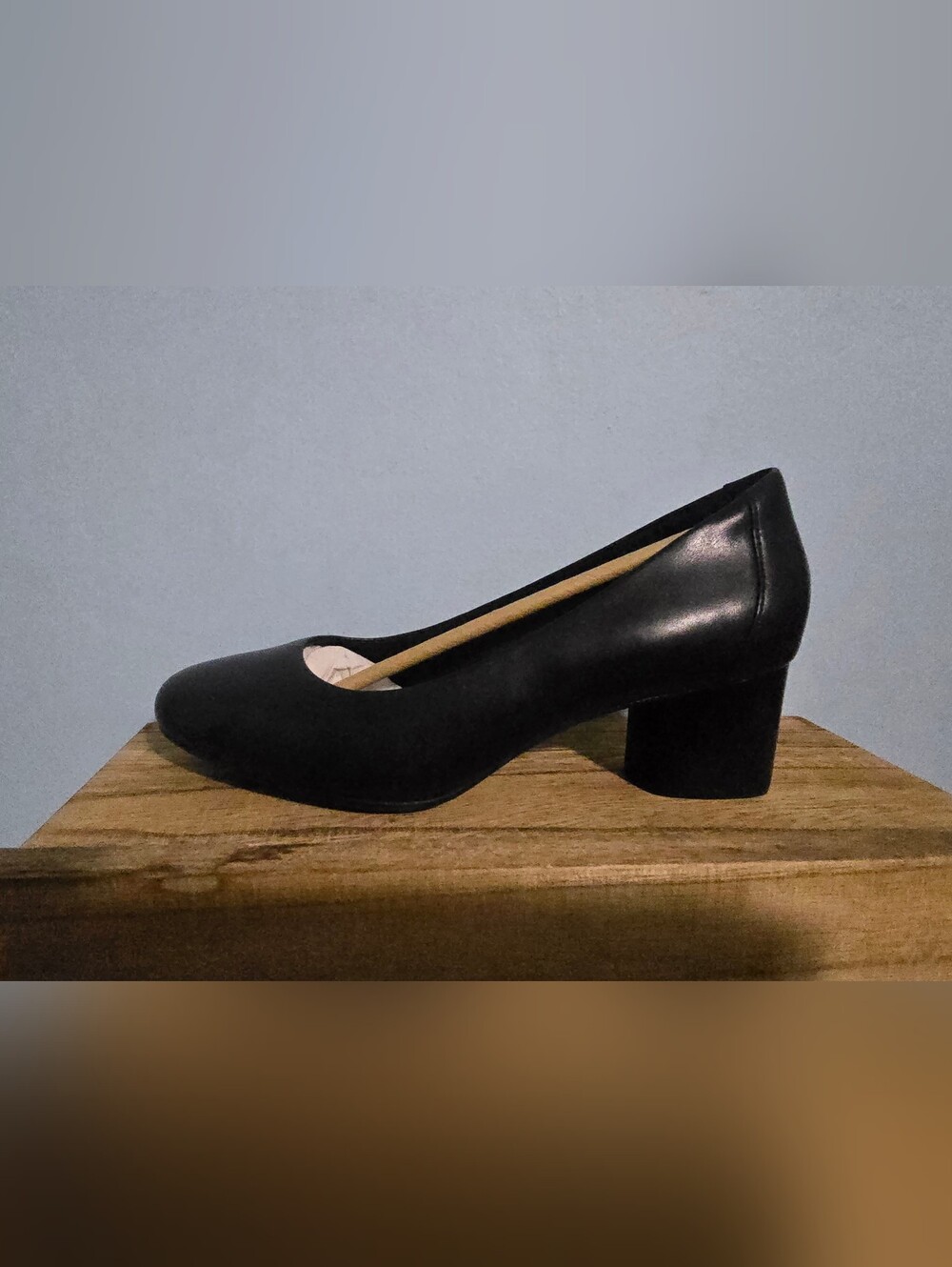 Clarks Black Low Block Heel Pumps
